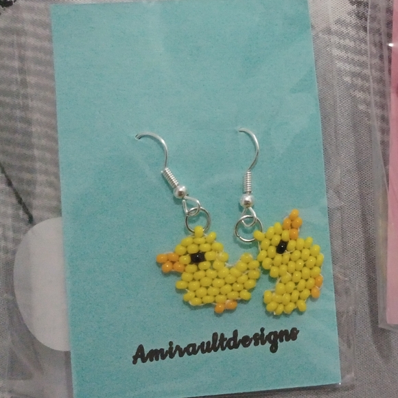 Beaded duck Earrings - Picture 3 of 3